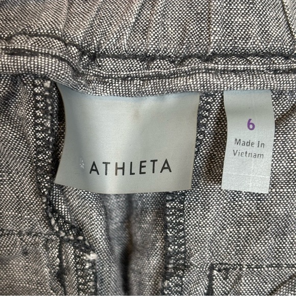 Athleta Bali Drawstring Linen Ankle Pants-Gray-Women Size 6 - Picture 3 of 5